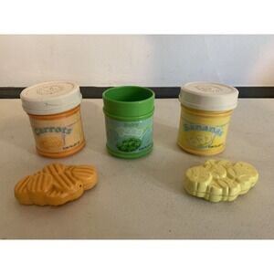 Vtg 1987 Fisher Price Fun With Food Play BABY FOOD Jars Bananas, Carrots,  Peas‎